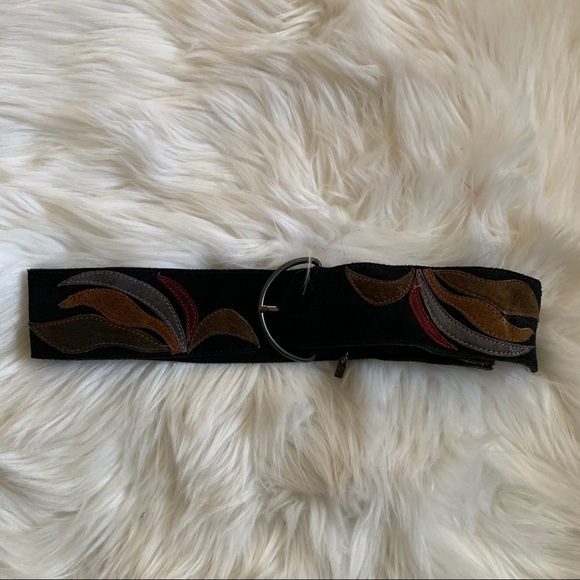 Yves Saint Laurent Accessories - YSL Black Suede Leaf Patches Belt